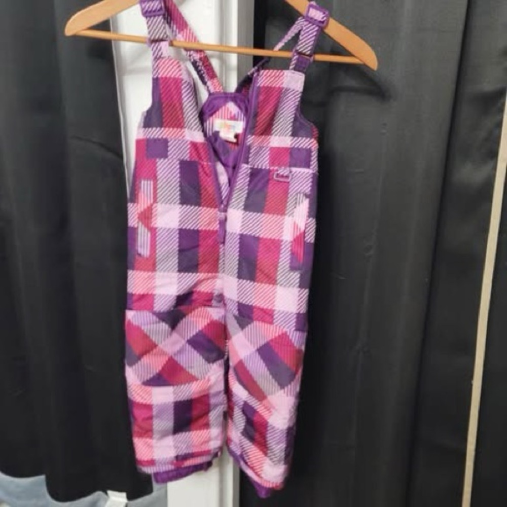 Circo Pink & Purple Plaid Insulated Snow Overalls